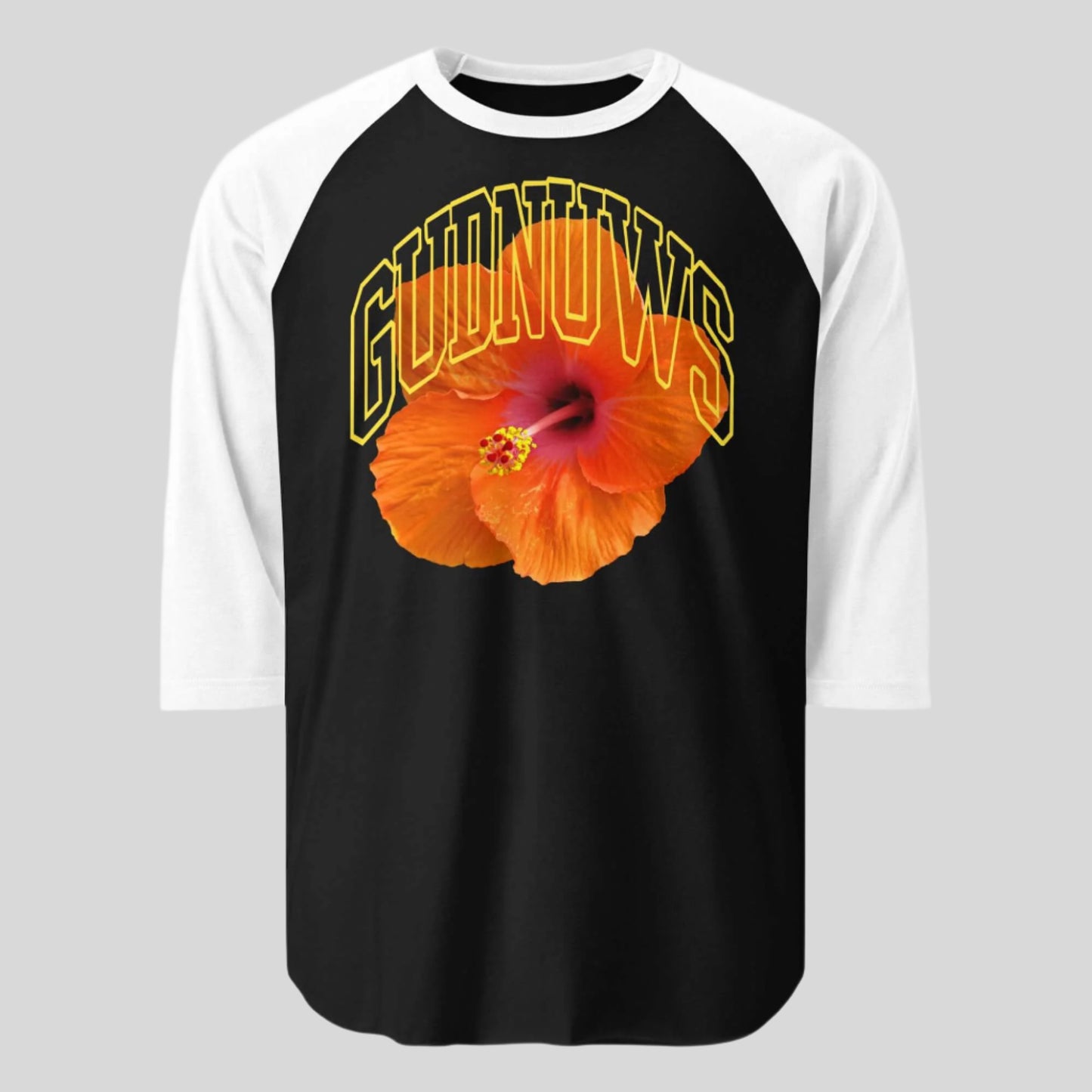 Orange Hibiscus Raglan TEE - gud nuws