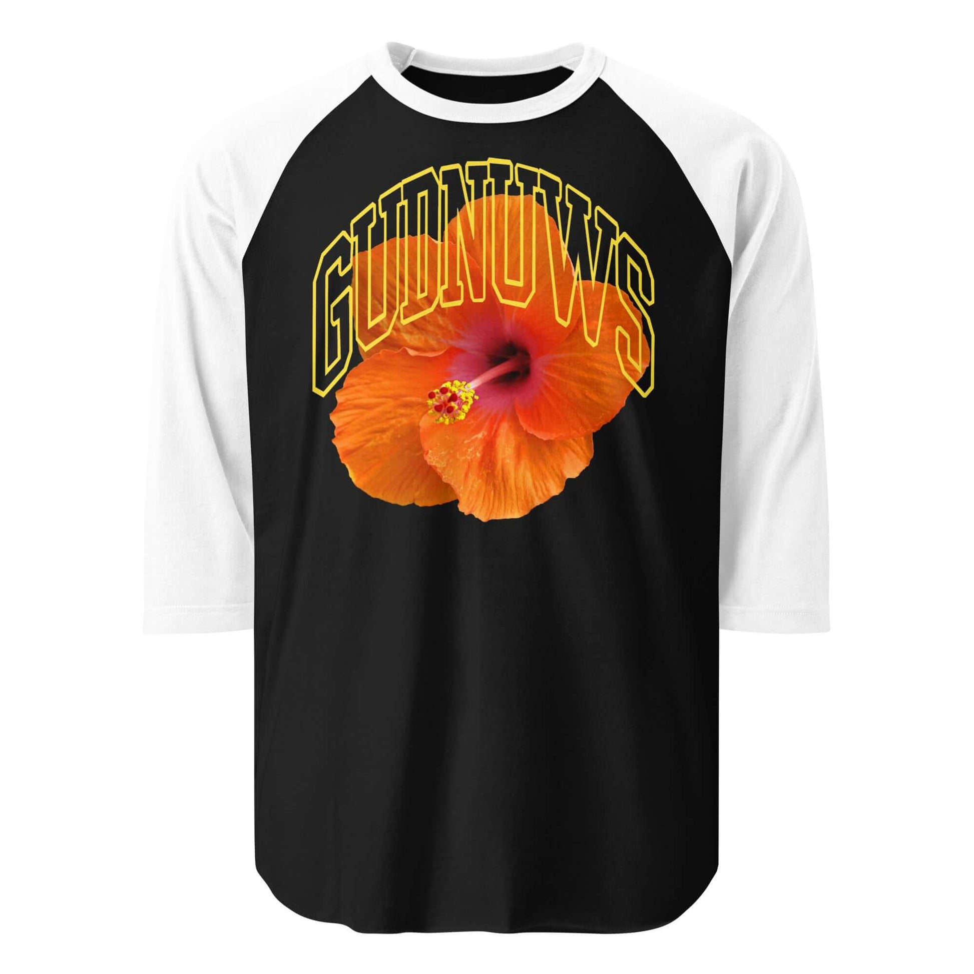 Orange Hibiscus Raglan TEE - gud nuws